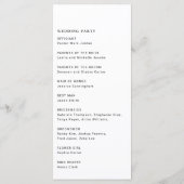 Minimalistisch Einfache Hochzeitsfeier Programm (Rückseite)