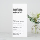 Minimalistisch Einfache Hochzeitsfeier Programm (Stehend Vorderseite)