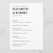 Minimalistisch Einfache Hochzeitsfeier Programm (Vorderseite)