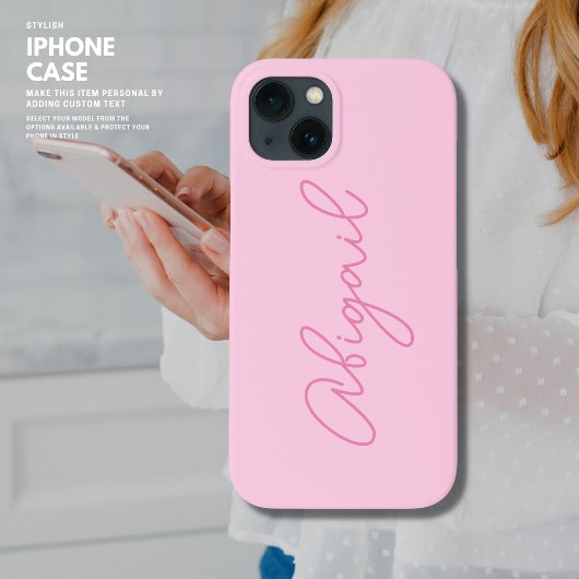 Minimalistisch Einfache Hübsche Rosa-Script-Monogr Case-Mate iPhone Hülle