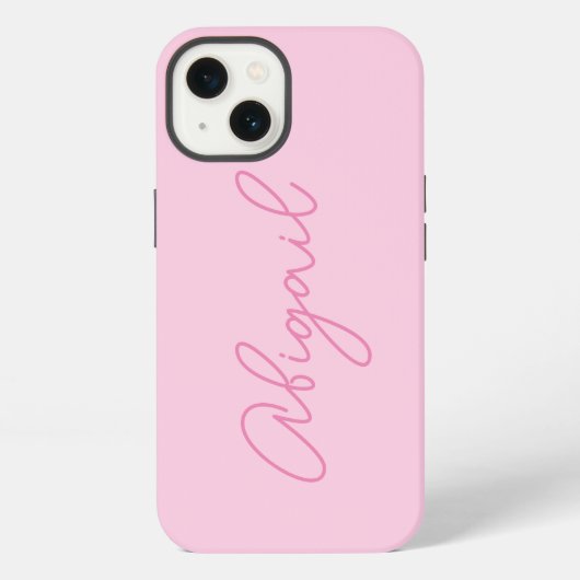 Minimalistisch Einfache Hübsche Rosa-Script-Monogr iPhone Hülle (Rückseite)