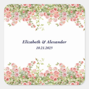 Minimalistisch Einfache Hübsche Rose Weinroute Men Quadratischer Aufkleber