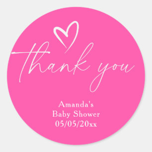 Minimalistisch Einfache Rosa Babyparty Dankeschön Runder Aufkleber