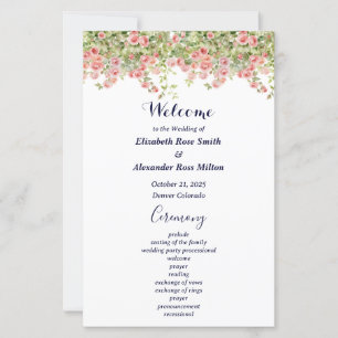 Minimalistisch Einfaches Hochzeitsprogramm für Hüb