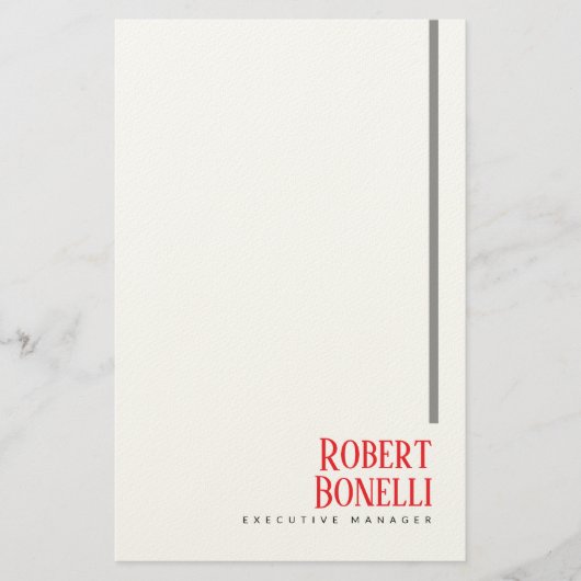 Minimalistisch einfaches Schwarz Rot & Weiß modern Briefpapier (Vorderseite)