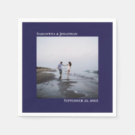 Minimalistisch Elegance Modernes Blue Wedding Foto Serviette