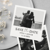 Minimalistisch Elegant 3 Foto Modernes Schwarz & W Einladung