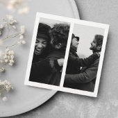 Minimalistisch Elegant 3 Foto Modernes Schwarz & W Einladung