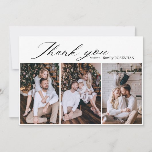 Minimalistisch Elegant 3 Foto Vielen Dank Dankeskarte (Vorderseite)