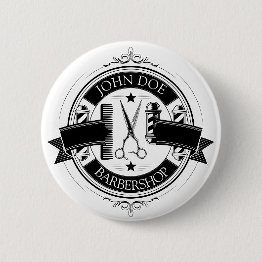 Minimalistisch Elegant Barbershop Button (Vorderseite)