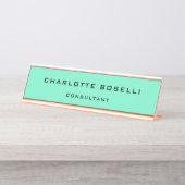 Minimalistisch Elegant Beruflich Green Blue Schreibtischnamensplakette (Vorderseite )