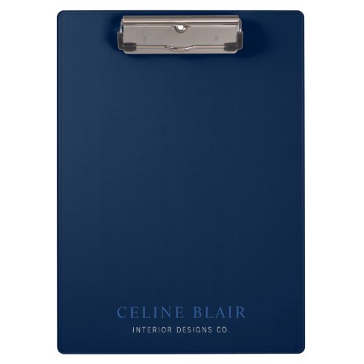 Minimalistisch Elegant Beruflich Navy Blue Klemmbrett (Vorderseite)