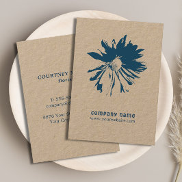 Minimalistisch Elegant Blue Blume Florist Visitenkarte