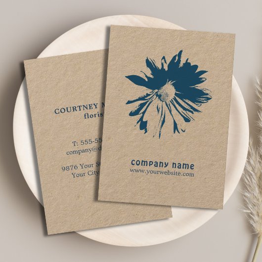 Minimalistisch Elegant Blue Blume Florist Visitenkarte