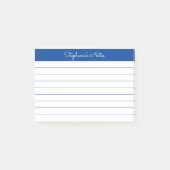 Minimalistisch Elegant Blue Lined Personalisiert Post-it Klebezettel (Vorderseite)