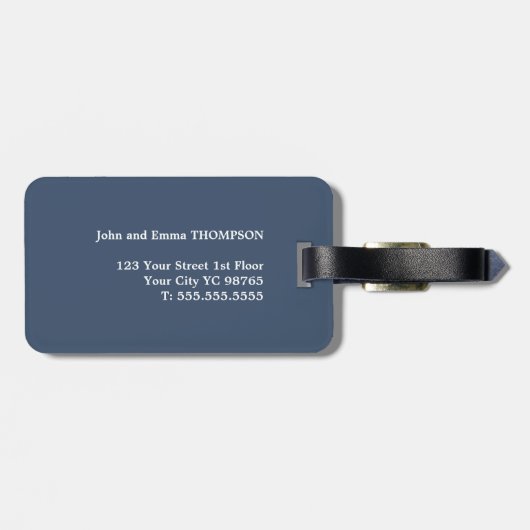 Minimalistisch Elegant Blue White Mr&Mrs Luggage T Gepäckanhänger (Rückseite horizontal)