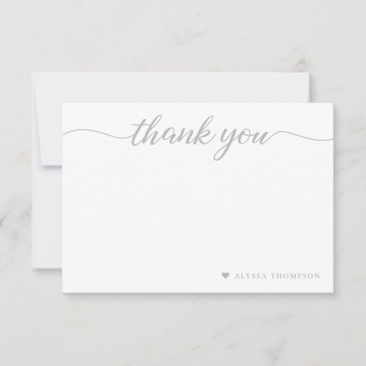 Minimalistisch Elegant Danke, Script Personalisier Mitteilungskarte (Vorderseite)