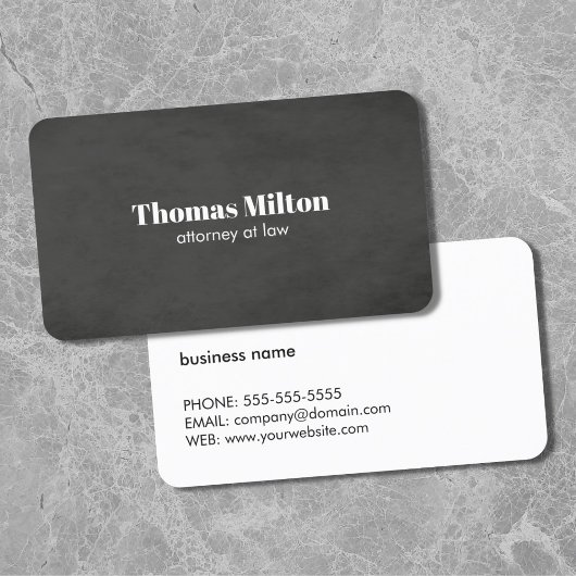 Minimalistisch Elegant Dark Gray Attorney Visitenkarte