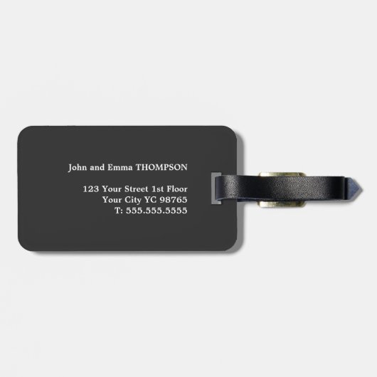 Minimalistisch Elegant Dark Gray White Mr. & Mrs. Gepäckanhänger (Rückseite horizontal)