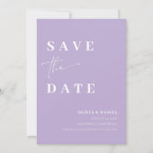 Minimalistisch Elegant Dusty Lilac Foto Save the D Einladung (Vorderseite)
