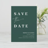 Minimalistisch Elegant Emerald Green Save the Date Einladung (Stehend Vorderseite)