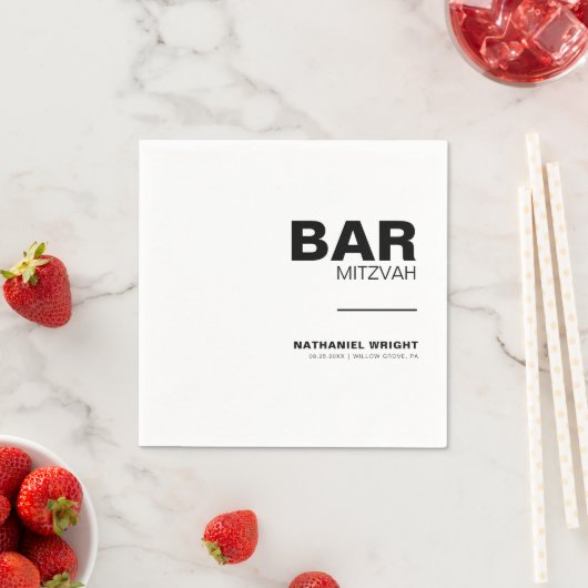 Minimalistisch Elegant Formal Bar Mitzvah Napkins Serviette (Beispiel)