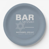 Minimalistisch Elegant Formal Blue Bar Mitzvah Pappteller (Vorderseite)