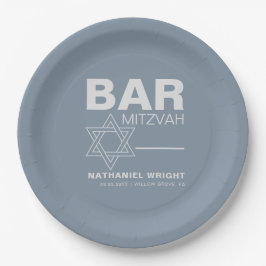 Minimalistisch Elegant Formal Blue Bar Mitzvah Pappteller