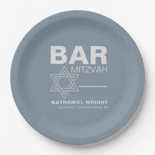 Minimalistisch Elegant Formal Blue Bar Mitzvah Pappteller