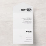 Minimalistisch Elegant Formal Sweet 16 Geburtstag All In One Einladung<br><div class="desc">Dieser elegante,  minimalistische,  süße 16-jährige Geburtstag ist in einer Einladung perfekt für eine einfache 16. Geburtstagsfeier. Das Design bietet einen schönen Schriftart in einem weißen Hintergrund,  um Ihre Veranstaltung zu ergänzen.</div>