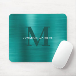 Minimalistisch elegant gebürstet Metallic Aquamari Mousepad