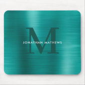 Minimalistisch elegant gebürstet Metallic Aquamari Mousepad (Vorne)