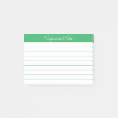 Minimalistisch Elegant Green Lined Personalisiert Post-it Klebezettel (Vorderseite)