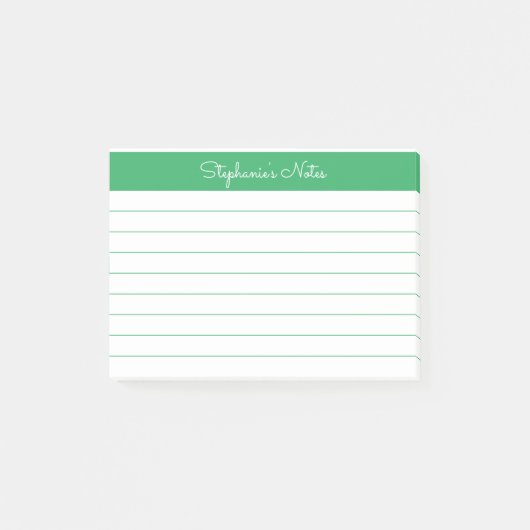 Minimalistisch Elegant Green Lined Personalisiert Post-it Klebezettel (Vorderseite)