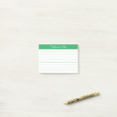 Minimalistisch Elegant Green Lined Personalisiert Post-it Klebezettel (Auf Schreibtisch)