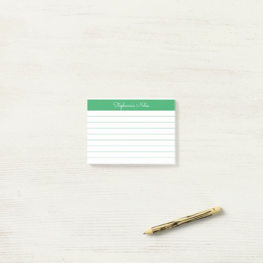 Minimalistisch Elegant Green Lined Personalisiert Post-it Klebezettel (Auf Schreibtisch)
