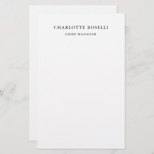Minimalistisch Elegant Klassisch Beruflich einfach Briefpapier (Vorne/Hinten)