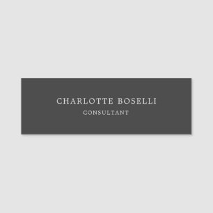 Minimalistisch Elegant Klassisches Beruflich Grau Namensschild