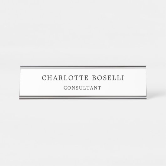 Minimalistisch Elegant Klassisches Beruflich Schreibtischnamensplakette (Vorderseite )