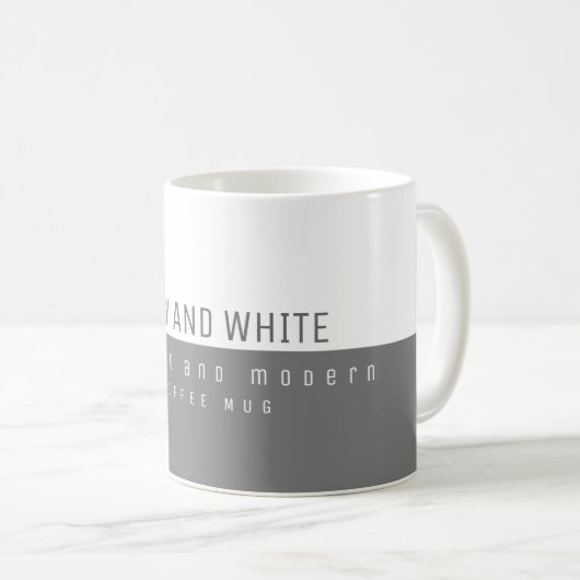 minimalistisch elegant, modern grau und weiß kaffeetasse (VorderseiteRechts)