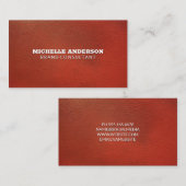 Minimalistisch | Elegant Orange Leather Visitenkarte (Vorne/Hinten)