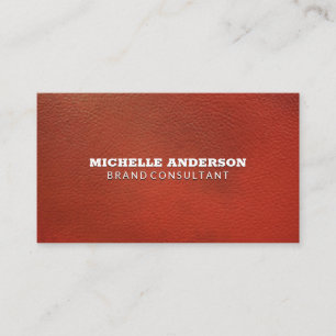 Minimalistisch   Elegant Orange Leather Visitenkarte