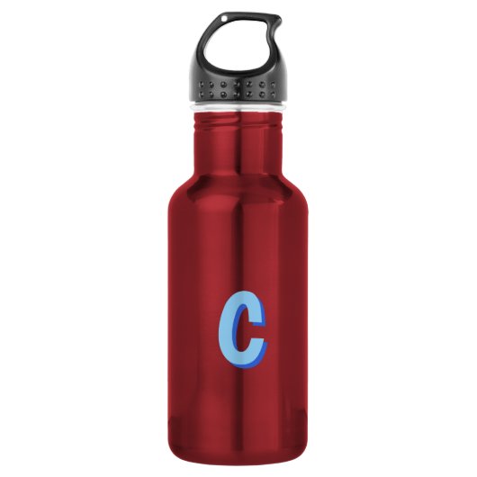 Minimalistisch Elegant Professionell Monogramm Bla Edelstahlflasche (Vorderseite)