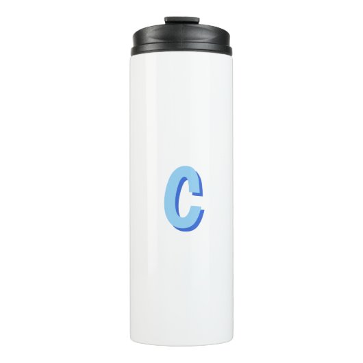 Minimalistisch Elegant Professionell Monogramm Bla Thermosbecher (Vorderseite)