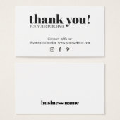 Minimalistisch Elegant Schwarz-weiß Danke (Vorne & Hinten)