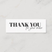 Minimalistisch Elegant Schwarz-weiß Danke Mini Visitenkarte (Vorderseite)
