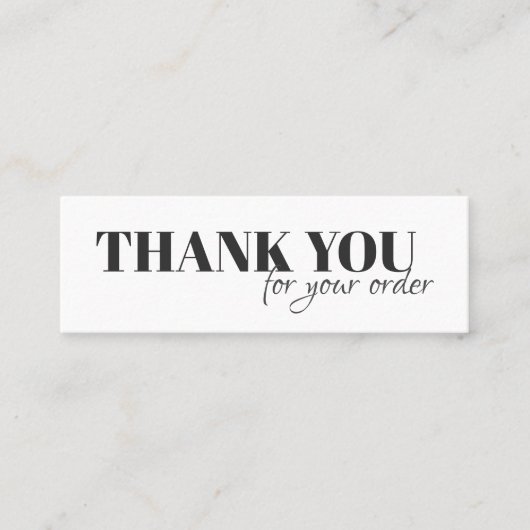 Minimalistisch Elegant Schwarz-weiß Danke Mini Visitenkarte (Vorderseite)