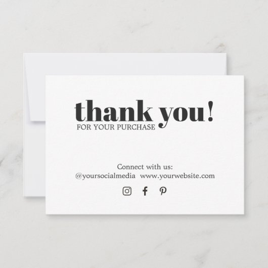 Minimalistisch Elegant Schwarz-weiß Dankeschön Car (Vorderseite)