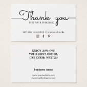 Minimalistisch Elegant Schwarz-weiß Dankeschön Cou (Vorne & Hinten)