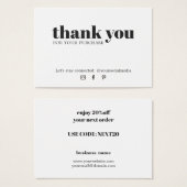 Minimalistisch Elegant Schwarz-weiß Dankeschön Cou (Vorne & Hinten)